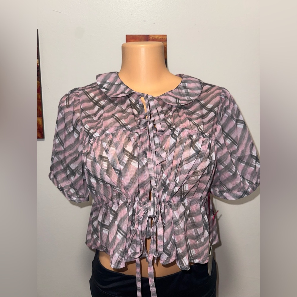 NWT ROMEO ROMEO Pink and Gray Women's Top SIZE M